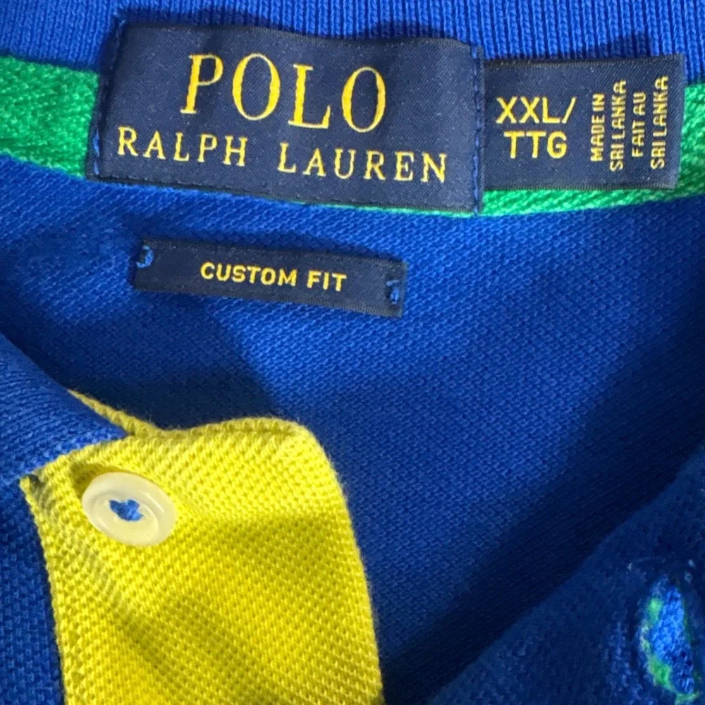 Polo Ralph Lauren Big Pony Polo Shirt Blue Green Orange Custom Fit XXL